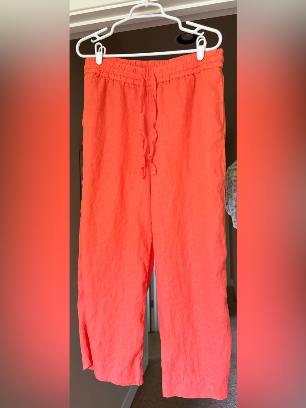 J Crew Bright Orange Wide-Leg Linen Pants - Medium
